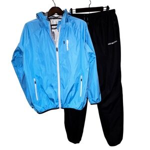 HOTSUIT Women's Blue Lightweight Hooded‎ Full Zip Tracksuit Sweat Suit Set 3XL